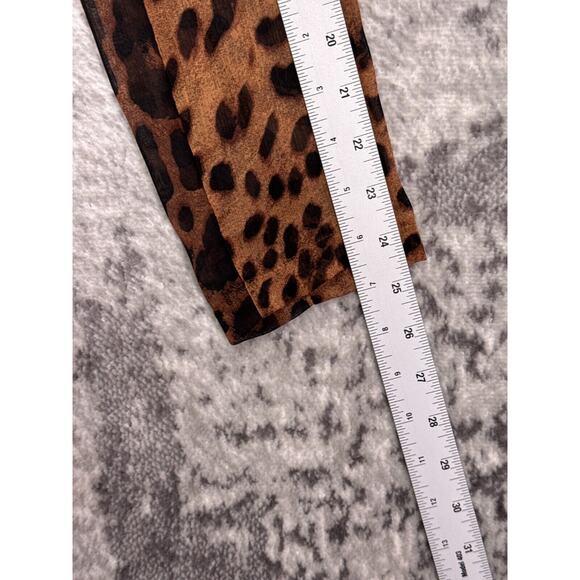 UNIF Top Medium Womens Leopard Sheer Open Front Blouse Long Sleeve - Picture 5 of 8